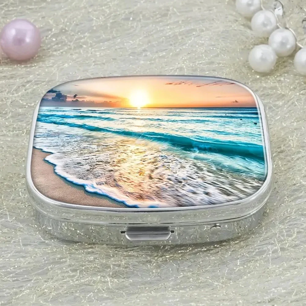 NEW| Pill Box Beach Tropical Theme Portable Case Medicine Organizer